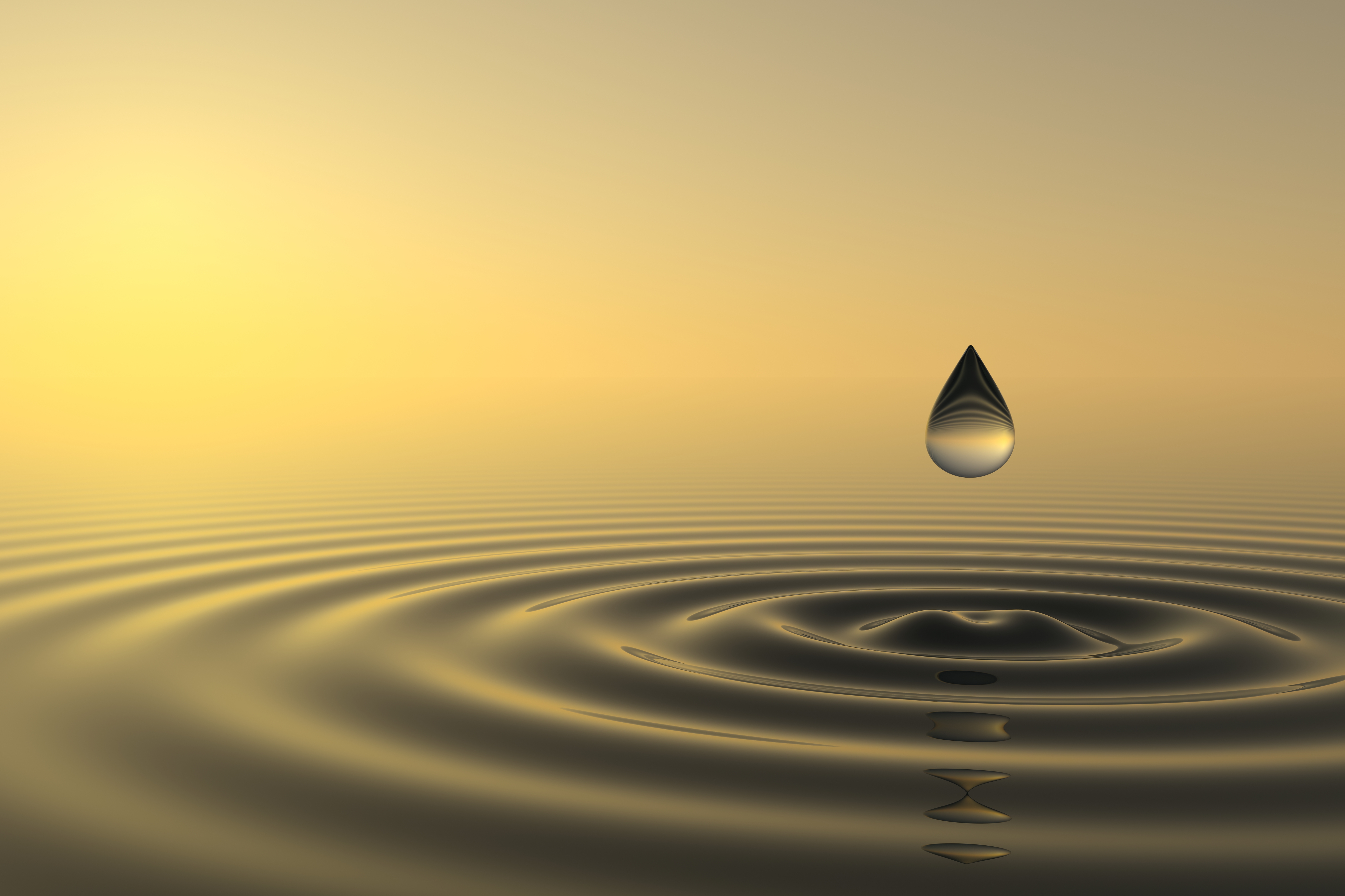 Mindfull graphic - drop of water creating ripples on otherwise smooth surface.